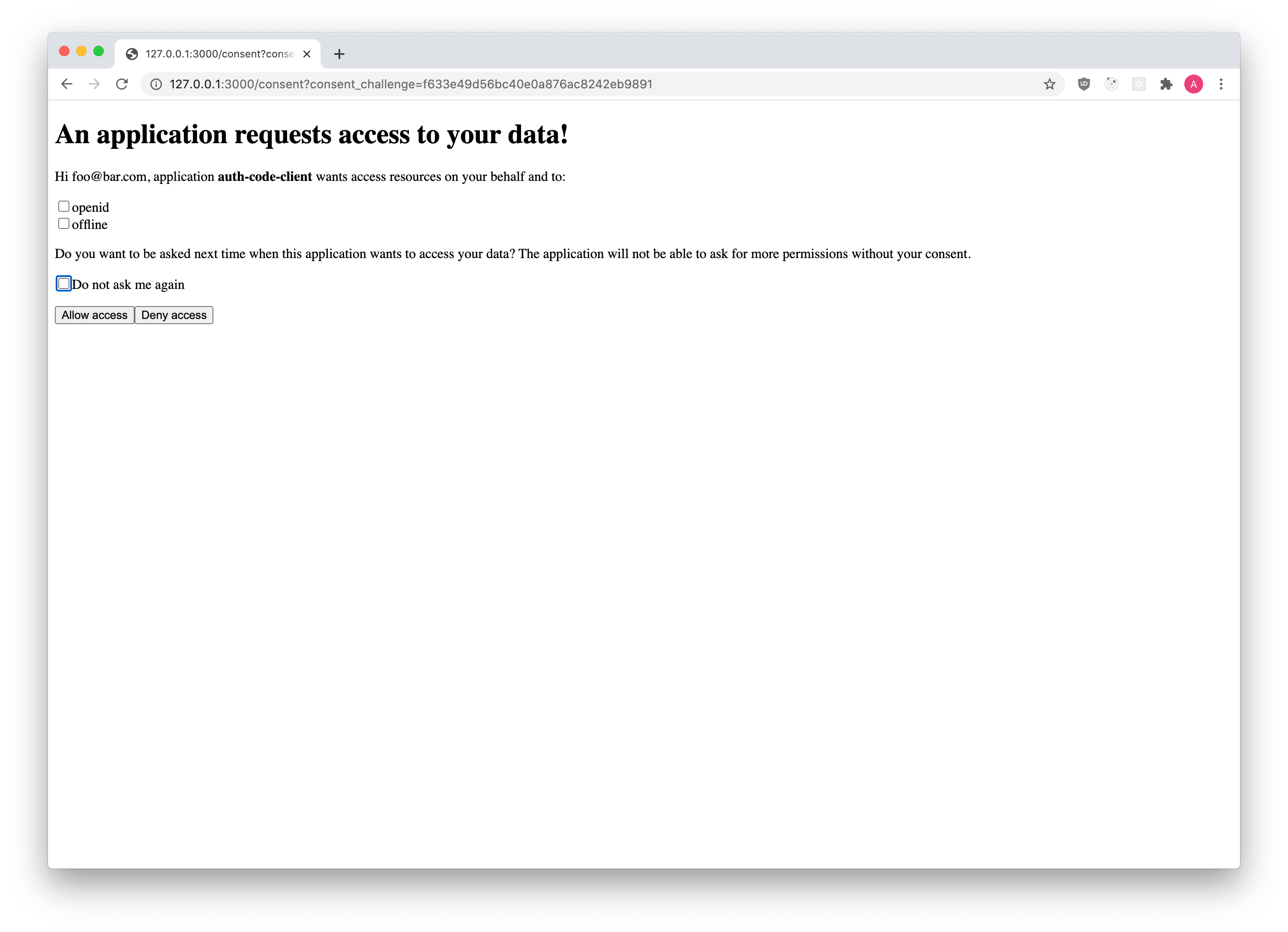 OAuth2 Consent UI Screen